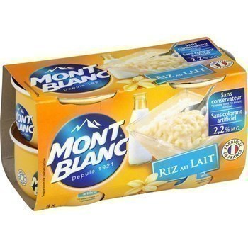 4X125G RIZ AU LAIT MONT BLANC - Epicerie Sucre - Promocash Ales