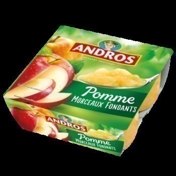 Compotes Pomme nature avec morceaux ANDROS - le lot de 4 pices - Crmerie - Promocash Dunkerque