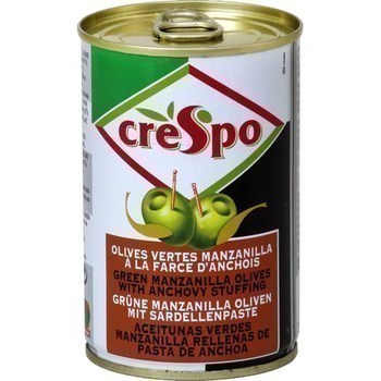 Olives vertes Manzanilla  la farce d'anchois 120 g - Epicerie Sucre - Promocash 