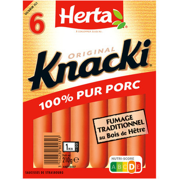 KNACKI ORIGINAL PORC 6PCE 210G - Charcuterie Traiteur - Promocash Le Mans