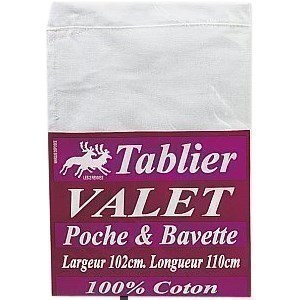 Tablier VALET 110 cm Coton Blanc - la pice - Textile - Promocash Millau