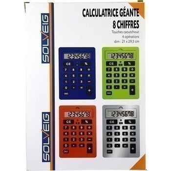 Calculatrice gante 8 chiffres 21x29,5 cm coloris assortis Solveig - Bazar - Promocash Boulogne