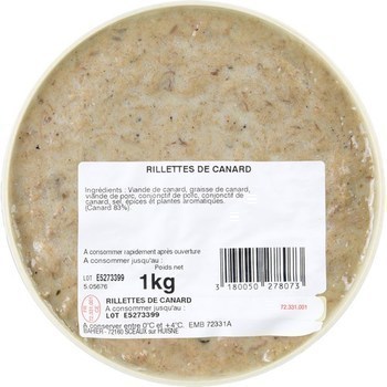 Rillettes de canard 1 kg - Charcuterie Traiteur - Promocash Limoges