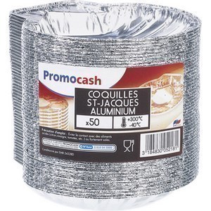 Coquilles Saint Jacques en aluminium PROMOCASH - le paquet de 50 coquilles Saint Jacques. - Bazar - Promocash Aix en Provence
