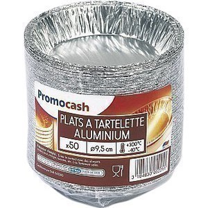 Plat  tartelettes en aluminium 95 mm. PROMOCASH - le lot de 50 plats. - Bazar - Promocash Morlaix