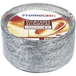 Tourtires en aluminium diamtre 27 cm. PROMOCASH - le lot de 50 tourtires. - Bazar - Promocash Douai
