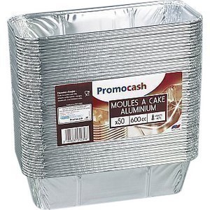 Moule  cake en aluminium 600ml. PROMOCASH - le paquet de 50 moules  cake. - Bazar - Promocash Colombelles