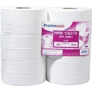 Papier hyginique blanc PROMOCASH - le lot de 6 rouleaux - 180 mtres - Hygine droguerie parfumerie - Promocash Albi