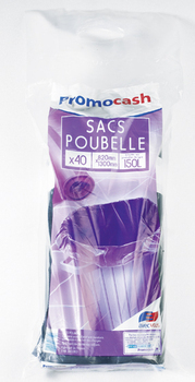 Sac poubelle noir PROMOCASH - le paquet de 40 sacs de 150 litres- 70 oe - Hygine droguerie parfumerie - Promocash Douai