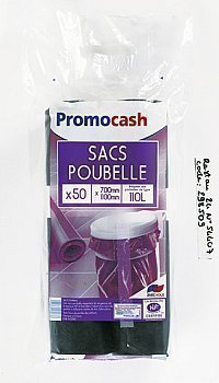 Sacs poubelles noir PROMOCASH - le paquet de 50 pices de 110 litres 45oe - Hygine droguerie parfumerie - Promocash Nevers