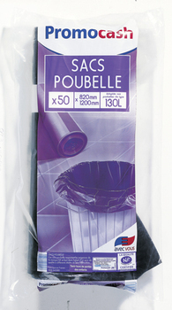 Sac poubelle noir PROMOCASH - le sachet de 50 pices - 130 litres - Hygine droguerie parfumerie - Promocash Thionville