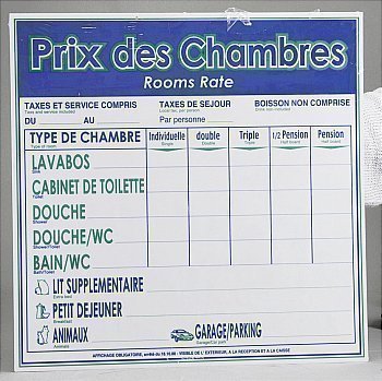Panneau prix des chambres 40 x 40 cm - la pice - Bazar - Promocash Saint Brieuc