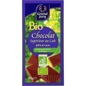 Chocolat suprieur au lait bio 40% de cacao - Epicerie Sucre - Promocash Granville