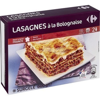 Lasagnes  la bolognaise sauce bchamel 600 g - Surgels - Promocash Bziers