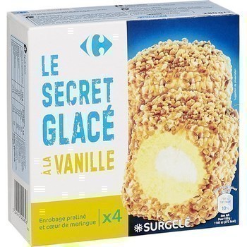 Le Secret Glac  la vanille enrobage pralin coeur meringue x4 - Surgels - Promocash Clermont Ferrand