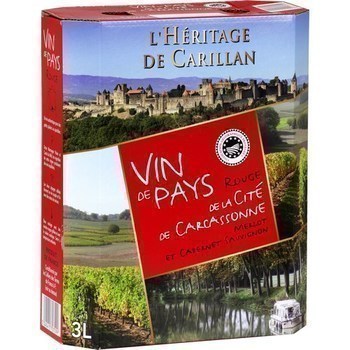 Vin de pays de la cit de Carcassonne L'Hritage de Carillan 12,5 3 l - Vins - champagnes - Promocash Chateauroux