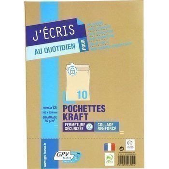 Pochettes kraft C5 162x229 mm grammage 85 g/m2 x10 - Bazar - Promocash Arles