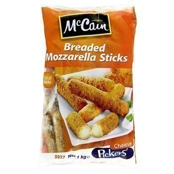 Btonnets pans de mozzarella Breaded Mozzarella Sticks - Surgels - Promocash 