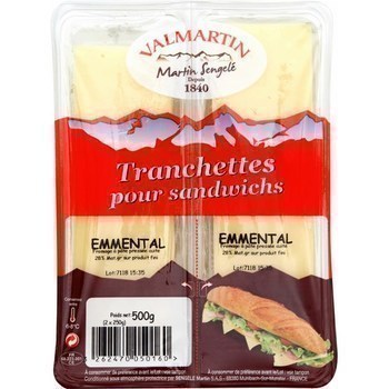 Tranchettes emmental pour sandwichs 2x250 g - Crmerie - Promocash Anglet