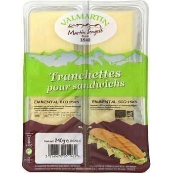 Tranchettes emmental bio pour sandwichs 2x120 g - Crmerie - Promocash Chambry