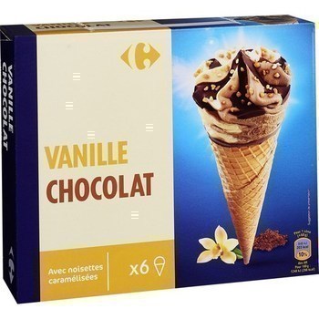 Glace vanille chocolat avec noisettes caramlises x6 - Surgels - Promocash Arles