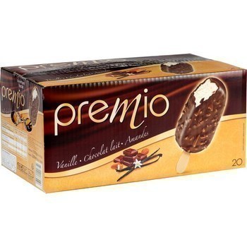 Btonnets de glace Premio vanille chocolat lait amandes 20x110 ml - Surgels - Promocash Aix en Provence