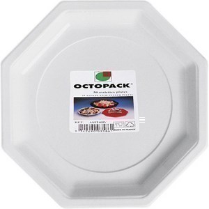 Assiette Octogonale Blanche 240 mm OCTOPAK- le paquet de 50 - Bazar - Promocash Sarrebourg