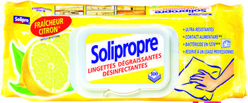 Lingettes Citron multi surfaces SOLIPROPRE - la bote de 100 - Carte Hygine  - Promocash Bziers