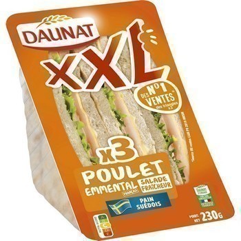 Sandwich pain Sudois poulet emmental x3 - Charcuterie Traiteur - Promocash Tours