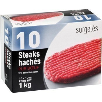 Steaks hachs pur boeuf 20% 10x100 g - Surgels - Promocash Le Pontet