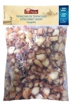 Tronons de tentacules d'encornets gants cuits 1 kg - Surgels - Promocash Lorient