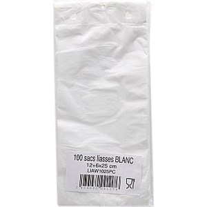 Poches blanches 12 + 6 x 25 cm - la liasse de 100 - Bazar - Promocash Annecy