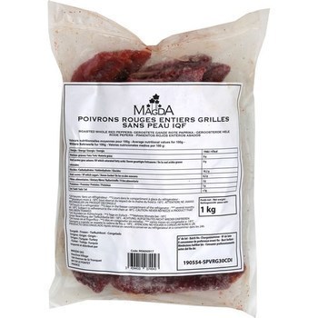 Poivrons rouges entiers grills sans peau 1 kg - Surgels - Promocash Rouen