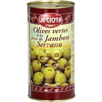 Olives vertes  la farce de jambon Serrano 550 g - Epicerie Sale - Promocash Valence