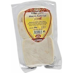 Blanc de poulet cuit halal - 30 tranches - la barquette de 500 g - Charcuterie Traiteur - Promocash Albi