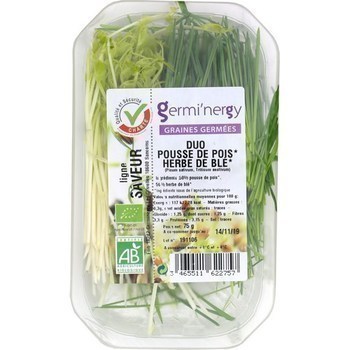 Duo pousse de pois/herbe de bl bio 75 g - Fruits et lgumes - Promocash Mulhouse