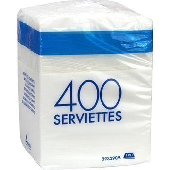 Serviettes blanches 29x29 1 pli x400 - Bazar - Promocash Angouleme