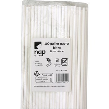 Pailles papier blanc x100 - Bazar - Promocash Nantes