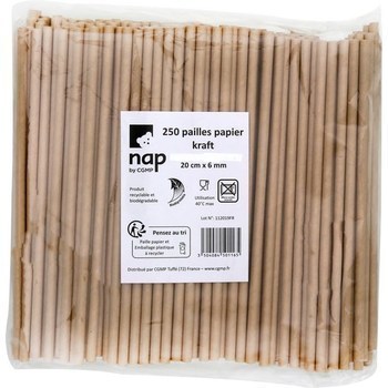 Pailles papier kraft 20 cm x 6 mm x250 - Bazar - Promocash Le Pontet