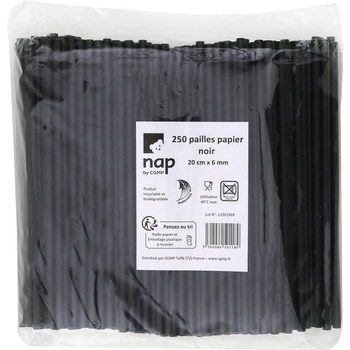 Pailles papier noir 20 cm x 6 mm x250 - Bazar - Promocash Aix en Provence