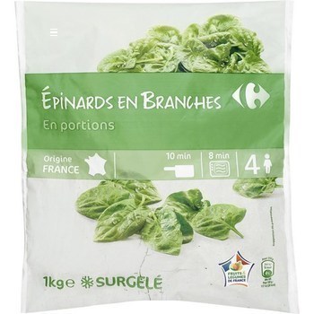 Epinards en branches en portions 1 kg - Surgels - Promocash Ales
