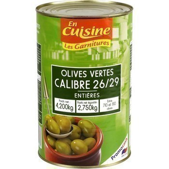 Olives vertes entires calibre 26/29 2,75 kg - Epicerie Sale - Promocash La Rochelle