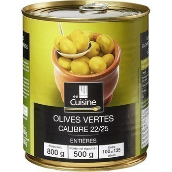 Olives vertes entires calibre 22/25 500 g - Epicerie Sale - Promocash Narbonne