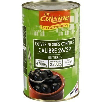 Olives noires entires confites calibre 26/29 2,75 kg - Epicerie Sale - Promocash Le Pontet