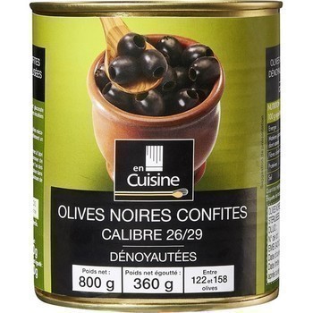 Olives noires confites dnoyautes calibre 26/29 360 g - Epicerie Sale - Promocash Albi