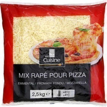 Mix râpé emmental/fromage fondu/mozzarella pour pizza 2,5 kg - Crèmerie - Promocash Libourne
