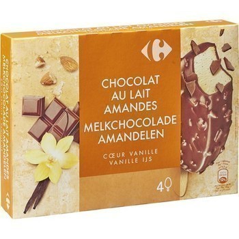 Glace chocolat au lait amandes coeur vanille x4 - Surgels - Promocash Montauban