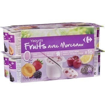 Yaourts fruits avec morceaux 0% 16x125 g - Crmerie - Promocash Dunkerque