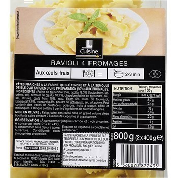 Ravioli 4 fromages 2x400 g - Charcuterie Traiteur - Promocash Lons le Saunier