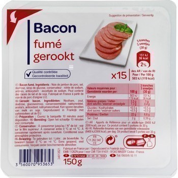 Bacon fum 150 g - Charcuterie Traiteur - Promocash Saint Etienne